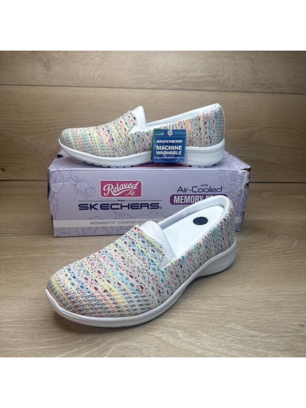 WOMENS SKECHERS RELAXED FIT NEW COOL SWEET HORIZONS White Multi TEXTILE Size 9